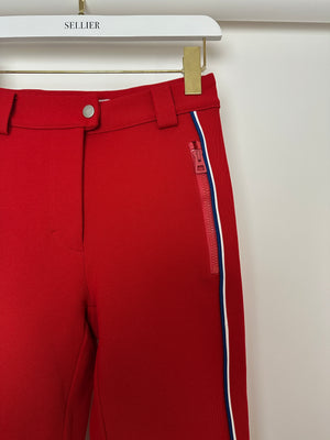 Christian Dior Red Ski Trousers with White Stripe and Logo Detail Size FR 36 (UK 8)