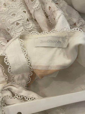 Zimmermann White Top with Lace Detail Size 1 (UK 8/10)