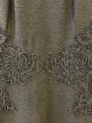 Ermanno Scervino Grey Midi Sleeveless Dress with Floral Embroideries Size IT 42 (UK 10)