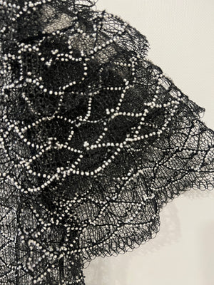 Chanel Spring 2018 Black and Pearl Metallic Caged Top and Skirt Set Size FR 34 (UK 6)