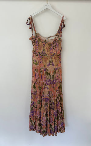 Zimmermann Pink Floral Strap Floral Midi Dress Size 4 (UK 16)