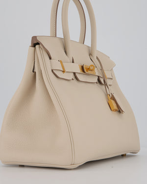 *RARE* Hermès Birkin 30 Retourne Bag in Craie Togo Leather with Gold Hardware