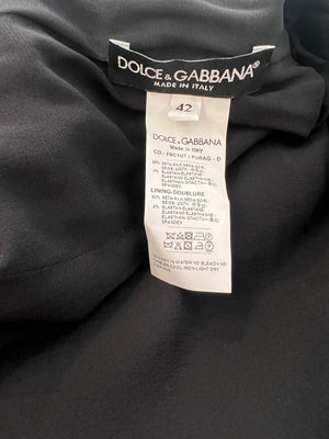 Dolce & Gabbana Black Silk Draped Long Sleeved Mini Dress Size IT 42 (UK 10)