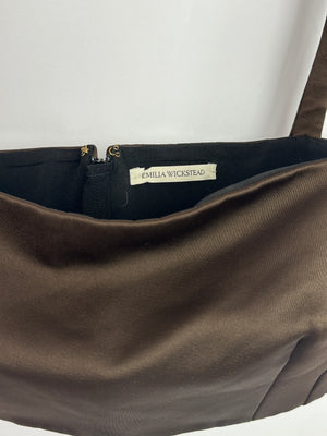 Emilia Wickstead Brown Satin Structured Crop Top Size UK 10