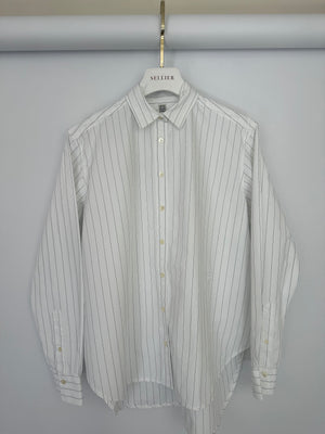 Toteme Pinstripe White Shirt With Logo Embroidery Detail Size FR 36 (UK 8)