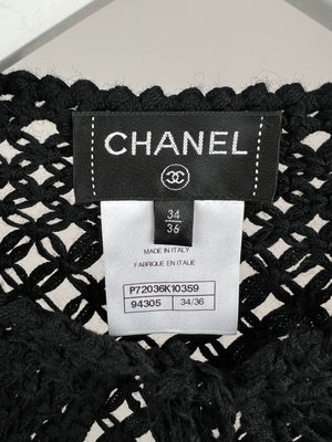 Chanel Black Wool Crochet Poncho with Tassel Detail FR 34/36 (UK 6/UK8)