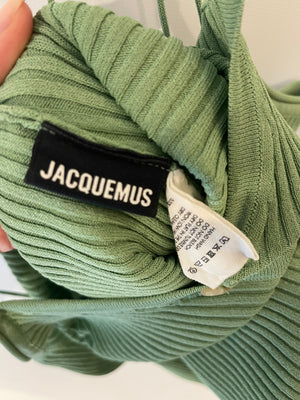 Jacquemus Pistachio Green Tordu Ribbed-Knit Long-sleeve Top Size FR 36 (UK 8) RRP £400
