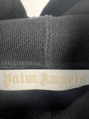 Palm Angels Black Cropped Hoodie with Logo Detail IT M (UK 10)