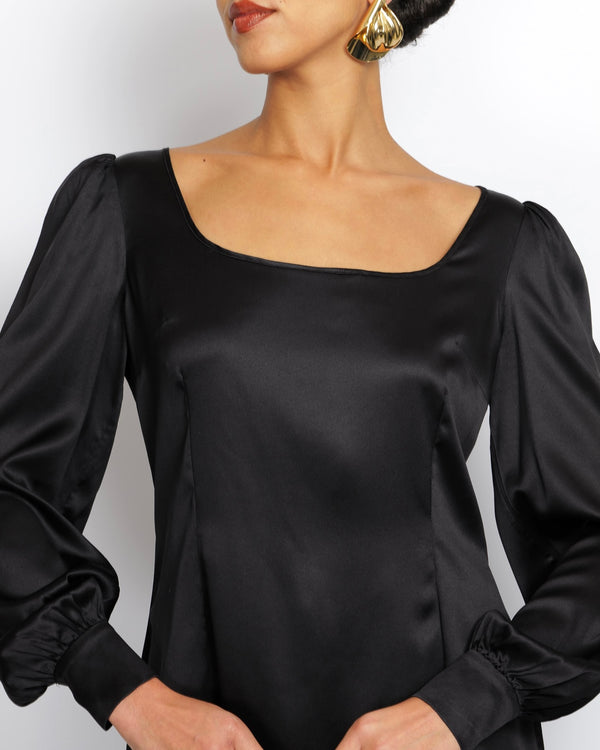 Dolce & Gabbana Black Silk Long-Sleeved Top Size IT 44 (UK 12)
