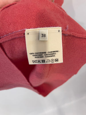 Hermès Candy Pink Cashmere Short-Sleeve Top with Silver Logo Detailing Size FR 38 (UK 10)