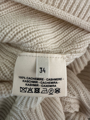 Hermès Cream Knitted Ribbed Jumper with Cape Detail Size FR 34 (UK 6)