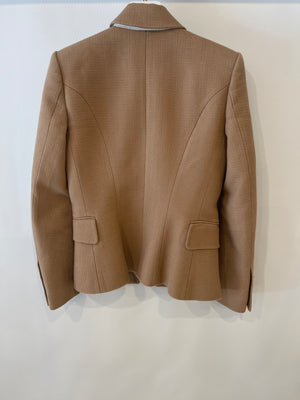 Balmain Camel Double Breasted Blazer Jacket with Gold Button Details Size FR 38 (UK 10)