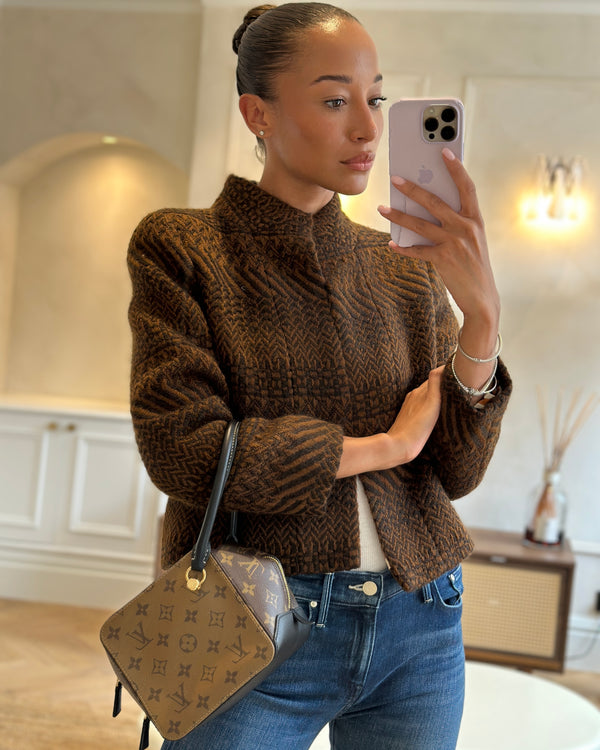 Louis Vuitton Reverse Monogram Square Bag Canvas Leather with Gold Hardware
