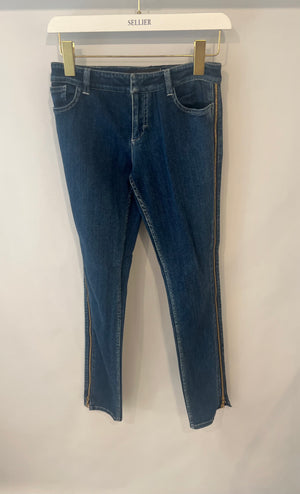 Louis Vuitton Skinny Jeans with Gold Zip Details and Logo Embroidery Size FR 34 (UK 6)