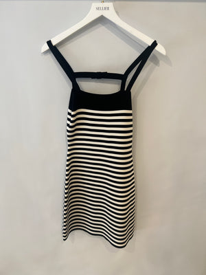 Nina Ricci Black and White Striped Knitted Mini Dress with Bow Detail Size XS (UK 6) RRP £600