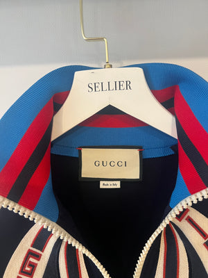 Gucci Blue, Red and Cream Tracksuit Jacket with Red Snake and Guccify Yourself Print Size M (UK 10)