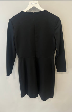 Valentino Black Long-Sleeved Mini Dress with Ruffled Collar Applique Size IT 42 (UK 10)