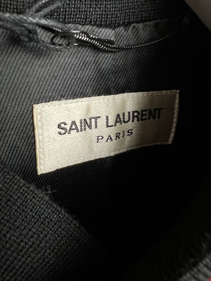 Saint Laurent Red and Black Silk Bomber Jacket with Glitter Patches Size FR 36 (UK 8)