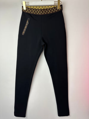 Louis Vuitton Black Leggings with Monogram Elastic Waist Size FR 38 (UK 10)