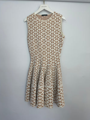 Alexander McQueen Beige Skater Floral Sleeveless Dress Size XS (UK 6)