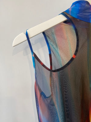 David Koma Multicolour Mesh Asymmetric Mini Dress Size UK 8 RRP £815