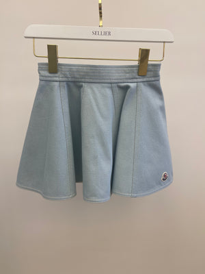 Moncler Kids Light Blue Denim Skirt with Logo Detail Size 8 years