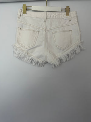 Isabel Marant Etoile Eneidao White Cotton Shorts with Fringes FR 40 (UK 12)