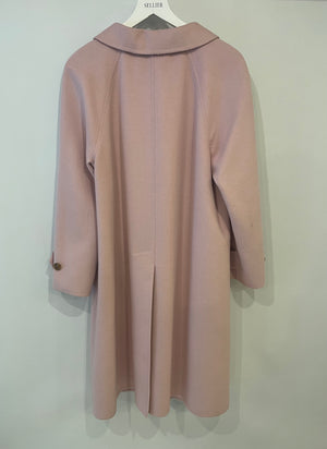 Prada Pink Wool Coat with Brown Button Details Size IT 44 (UK 12)