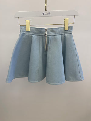 Moncler Kids Light Blue Denim Skirt with Logo Detail Size 8 years