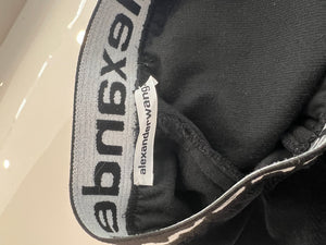 Alexander Wang Black Velour Ribbed Shorts with White Logo Band Detail Size M (UK 10) RRP £350