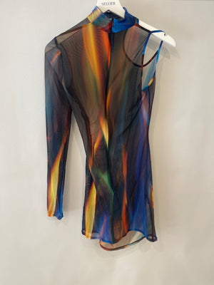 David Koma Multicolour Mesh Asymmetric Mini Dress Size UK 8 RRP £815