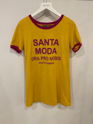Dolce & Gabbana Yellow Mustard and Pink Printed T-Shirt Size IT 38 (UK 6)