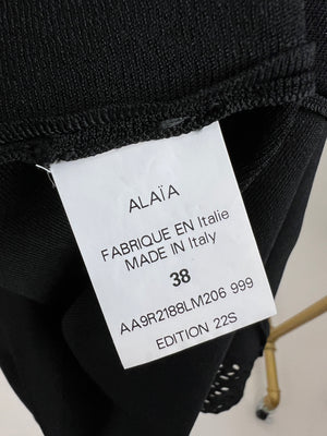 *HOT* Alaïa Black Laser Cut-Out Midi Dress with Cardigan Set Size IT 38 & 40 (UK 6 & 8)