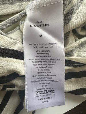 Christian Dior Cream Striped Logo Long Sleeve Top Size M (UK 10)