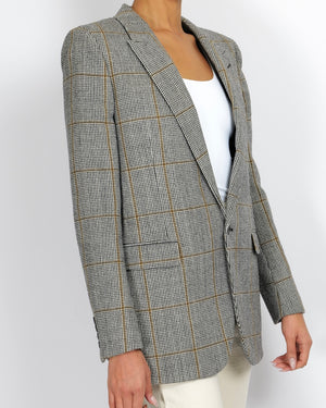 Saint Laurent Black and White Houndstooth Blazer Jacket Size FR 40 (UK 12)