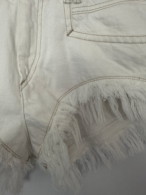 Isabel Marant Etoile Eneidao White Cotton Shorts with Fringes FR 40 (UK 12)