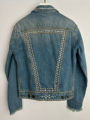 Saint Laurent Blue Denim Jacket with Studs & Crystals Details Size S (UK 8)