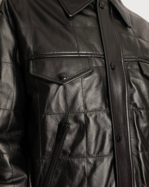 Celine Black Leather Bomber Jacket with Pocket Details Size FR 36 (UK 8)