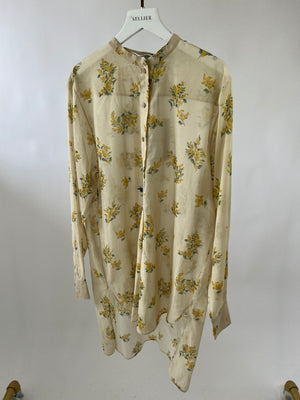 Christian Dior Yellow Round Neck Midi Dress with Floral Detail FR 40 (UK 12)