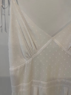 Like Yana White Polka Dot Sleeveless Midi Dress Size S (UK 8)