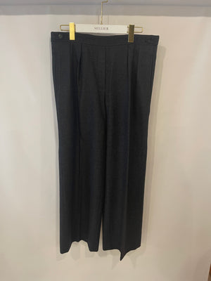Hermès Dark Grey Wool Tailored Large Trousers Size FR 34 (UK 6)