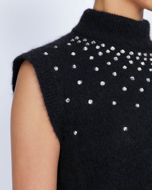 Alessandra Rich Black Mohair Sleeveless Jumper with Embellishments Size IT 44 (UK 12) RRP £515