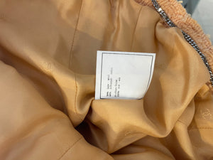 Chanel 96/P Peach Tweed Jacket with Silver CC Medallion Logo Buttons Size FR 36 (UK 8)
