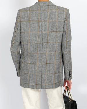 Saint Laurent Black and White Houndstooth Blazer Jacket Size FR 40 (UK 12)