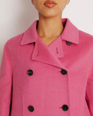 Christian Dior Pink Wool Double-Breasted Coat with Black Buttons Size FR 36 (UK 8)