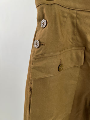 Chloé Brown Pocketed Cargo Trousers with Side Button Detail Size FR 36 (UK 8)