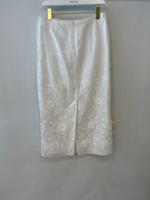 Valentino White Floral Embroidered Maxi Skirt Size IT 42 (UK 10) RRP £2,800