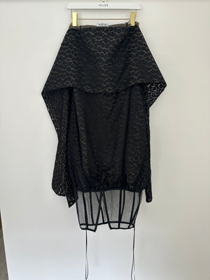 Alaïa Black Leopard Printed Textured Long-Sleeve Midi Dress Size FR 36 (UK 8)