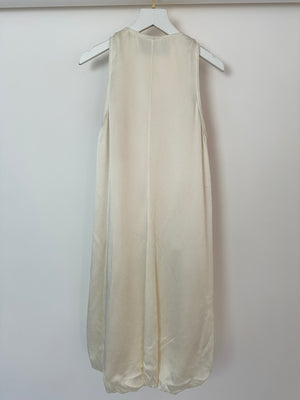 Valentino Satin White Two-Tone Sleeveless Double Layer Midi Dress Size IT 36 (UK 4)