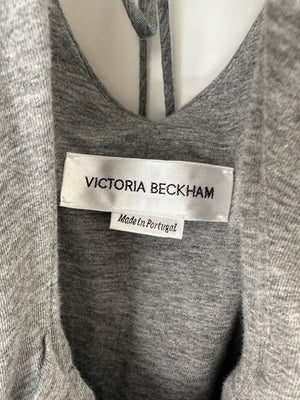 Victoria Beckham Grey Cotton Mini Jersey Dress with Sweetheart Neckline Size FR 34 (UK 6)